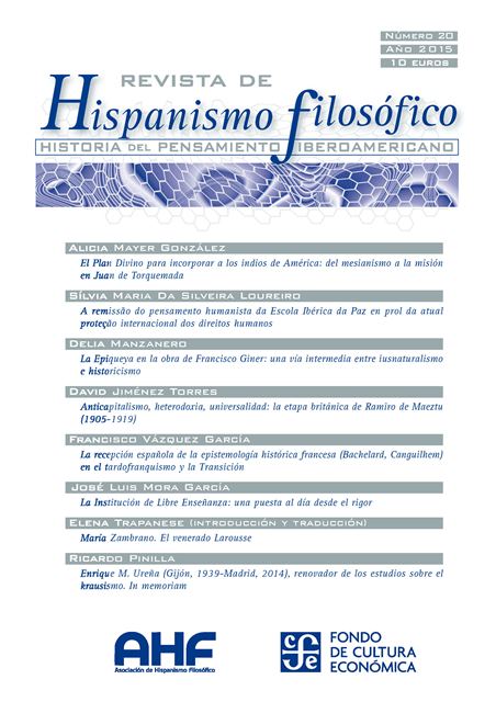 REVISTA DE HISPANISMO FILOSÓFICO Nº 20