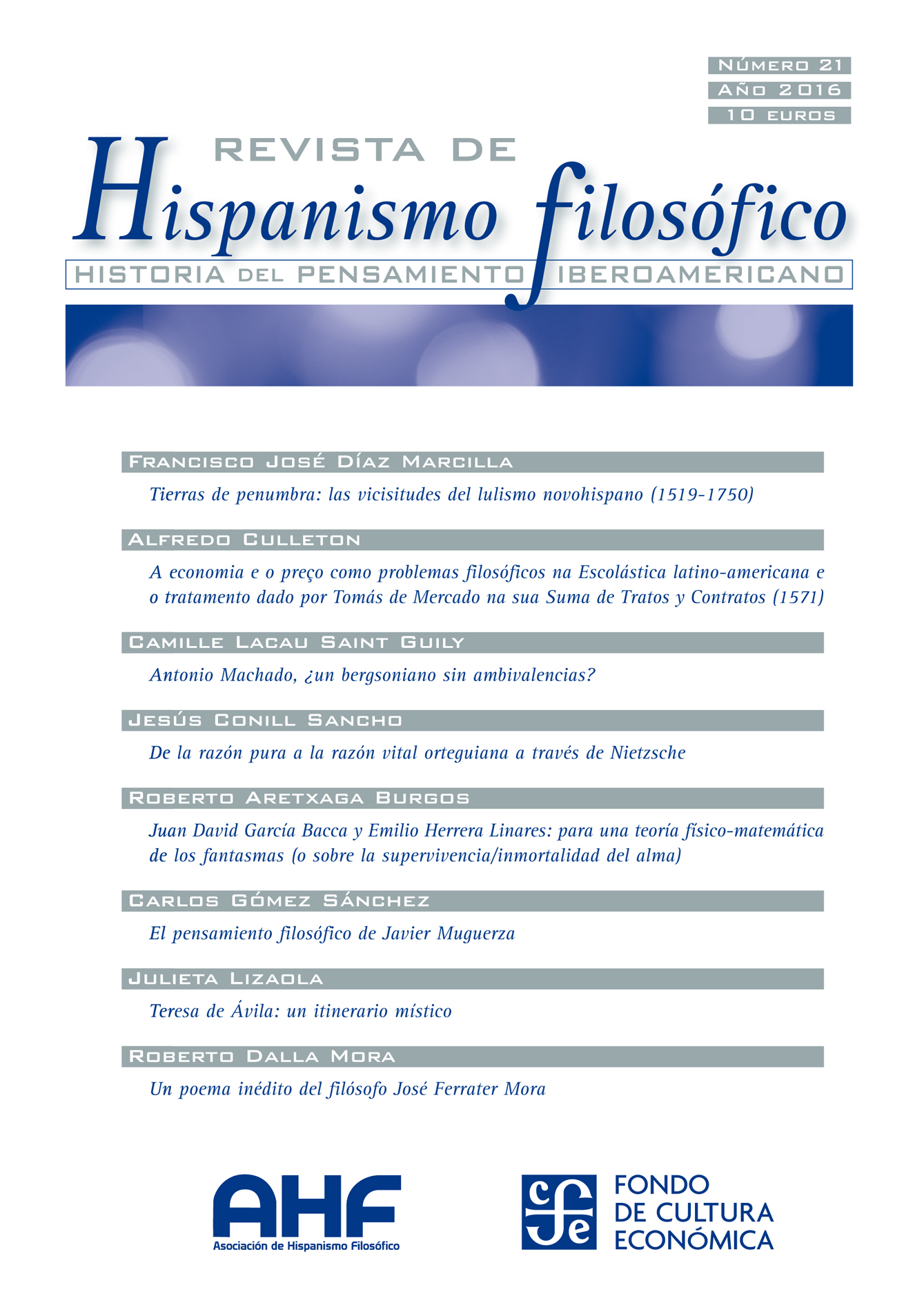 REVISTA DE HISPANISMO FILOSÓFICO, N. 21 (2016)